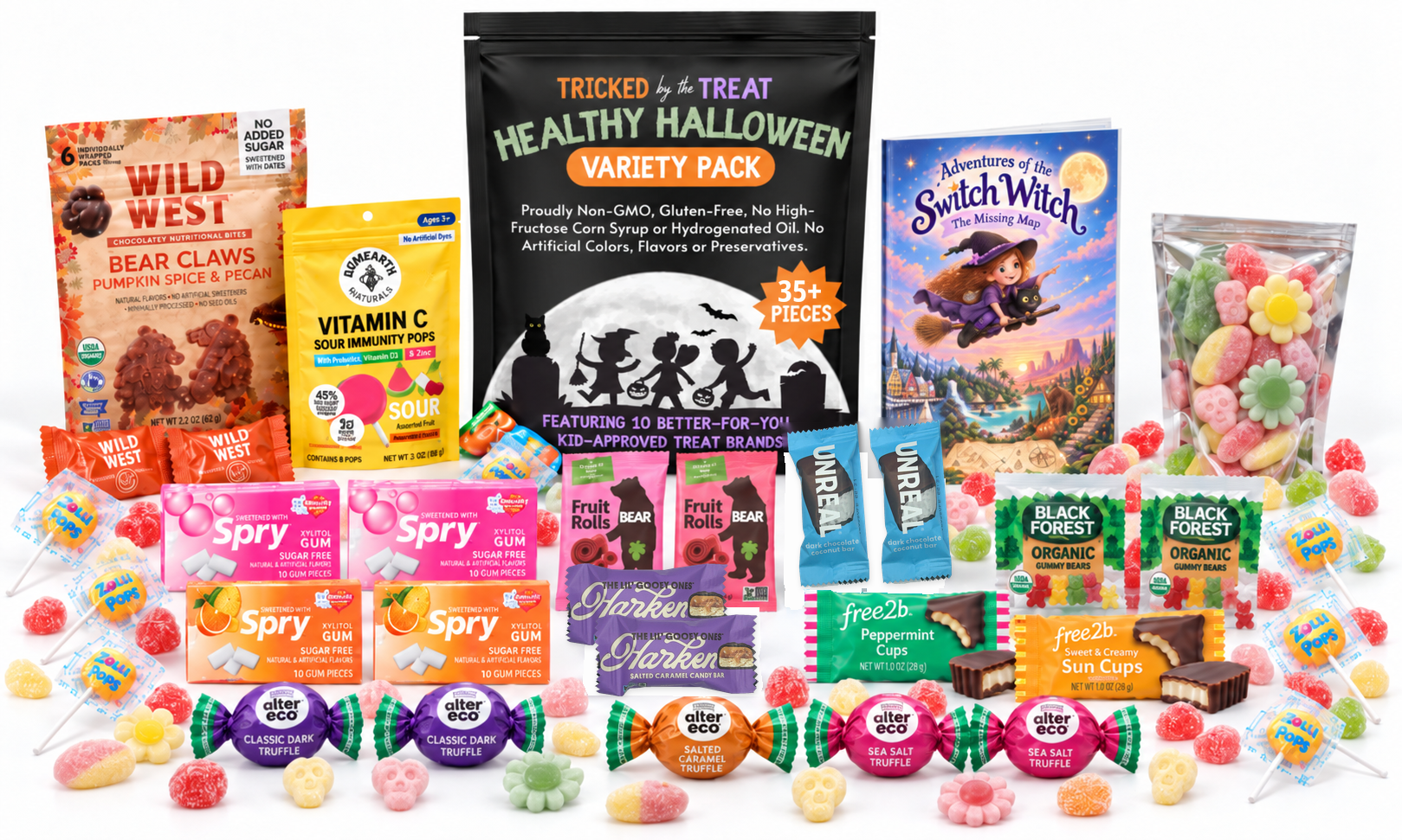 Tricked by the Treat Variety Pack, candy assortment and Switch Witch book